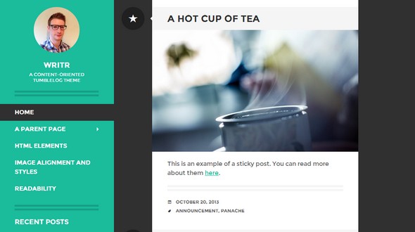 Theme For Writers Blog