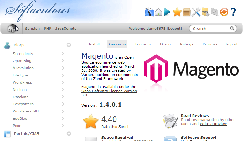 magento-installation-softaculous
