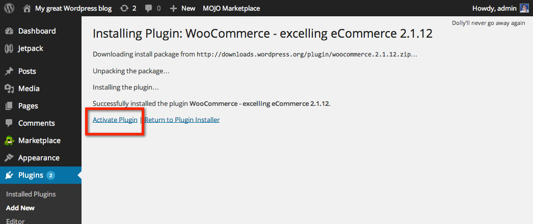 installing woocommerce