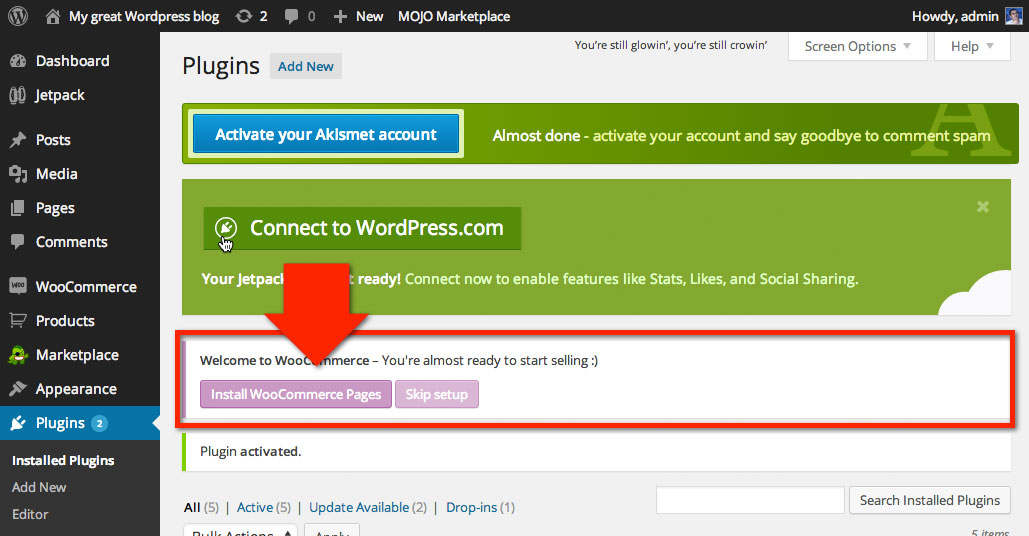 installing woocommerce 