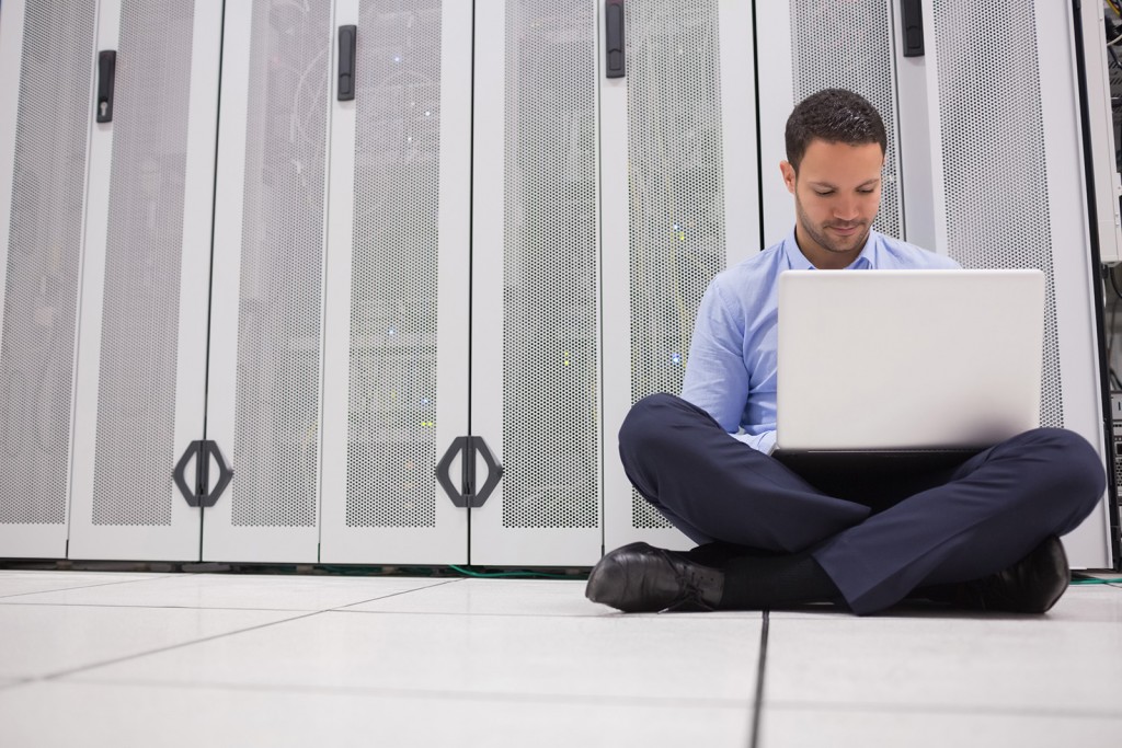 Man in server room